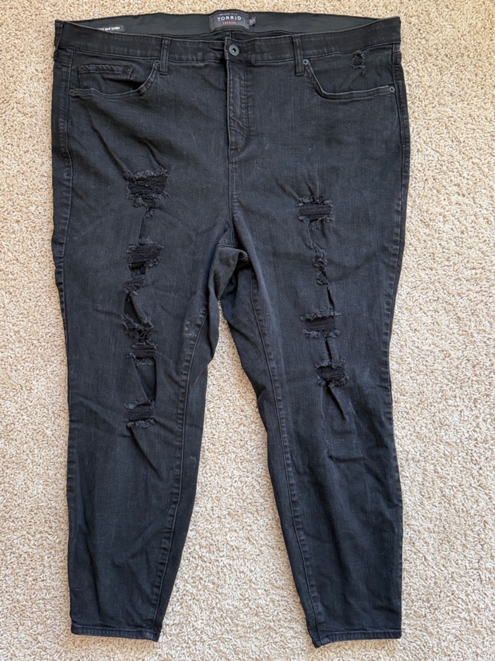 Torrid Black Ripped Sky-High Skinny Jeans for Women